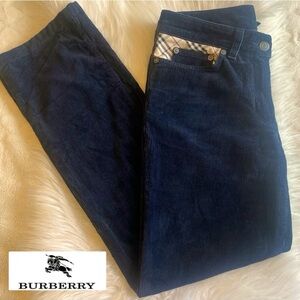 Burberry Navy Blue Corduroy Straight Leg Pants